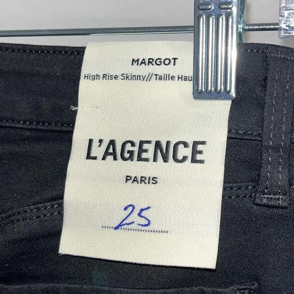 L'AGENCE | Margot Rhinestone Crystal-Stripe High-Rise Skinny Jeans in Black | 25